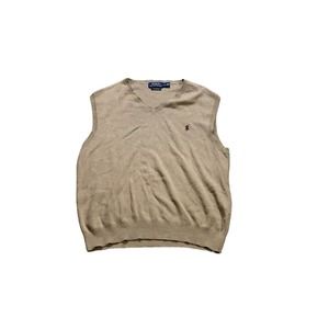 Polo Ralph Lauren Sweater Mens Large Light Brown Casual Pima Cotton Golf Vest